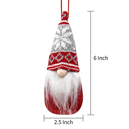 6 PCS Christmas Swedish Santa Tomte Plush Gnome Christmas Ornaments for Hanging and Tabletop Christmas Decorations