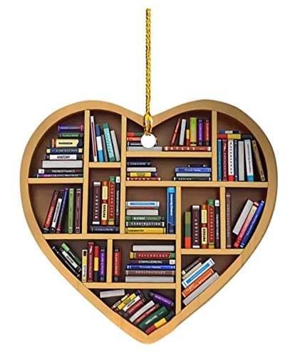 Book Lovers Heart Ornament, Christmas Gift for Her