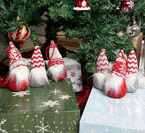 6 PCS Christmas Swedish Santa Tomte Plush Gnome Christmas Ornaments for Hanging and Tabletop Christmas Decorations
