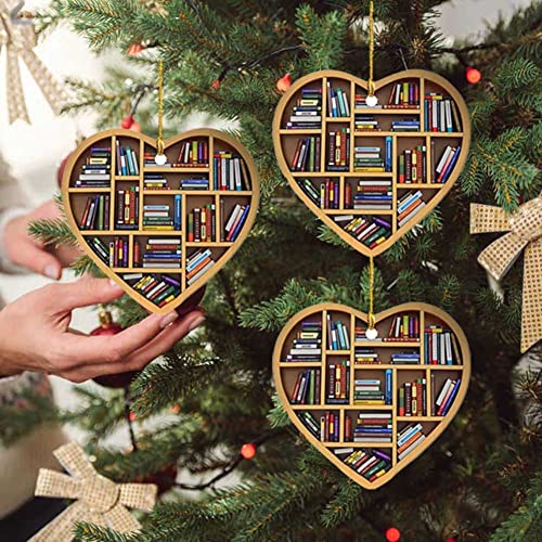 Book Lovers Heart Ornament, Christmas Gift for Her