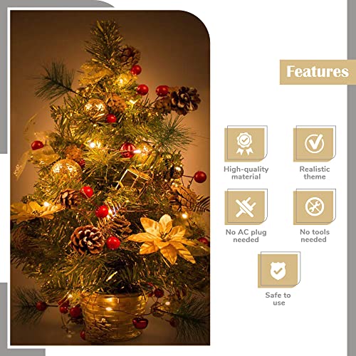 GloBrite Christmas Garland with Lights | LED Christmas Lights Xmas Garland Pine Cone Fairy Lights | Wreath Light Up Christmas Decorations Battery Operated Indoor Outdoor Decor for Xmas Tree Party