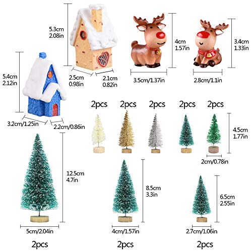 Feelava Christmas Miniature Ornament Kits 30 Pcs Mini Xmas Style Figurines Santa Claus Christmas Tree Snowman Reindeer Cute Cartoon Xmas Decor for Home Garden Party Decor Desktop Decoration