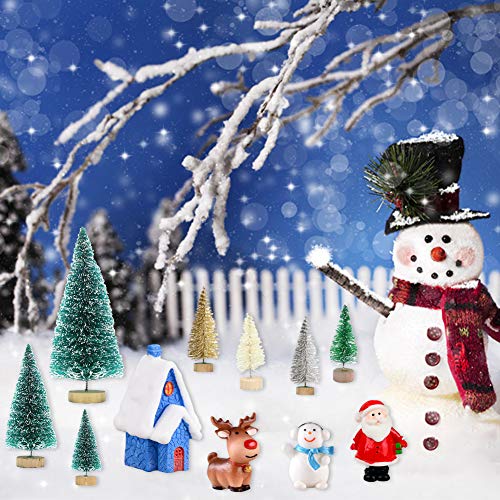 Feelava Christmas Miniature Ornament Kits 30 Pcs Mini Xmas Style Figurines Santa Claus Christmas Tree Snowman Reindeer Cute Cartoon Xmas Decor for Home Garden Party Decor Desktop Decoration