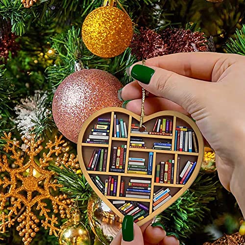 Book Lovers Heart Ornament, Christmas Gift for Her