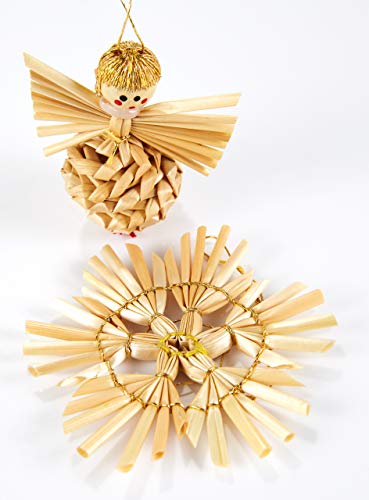 Straw Tree Ornaments - Set of 32 Rustic Decorations