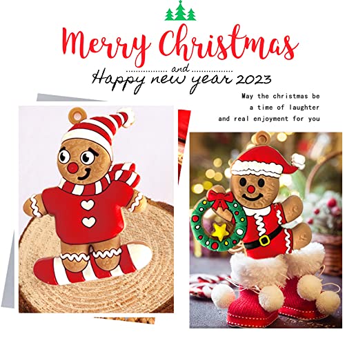 8PCS Christmas Gingerbread Ornaments, Ginger Man Clay Figurine with Strings Hanging Ornaments for Xmas TreeHoliday Party Festive Season Birthday Gift