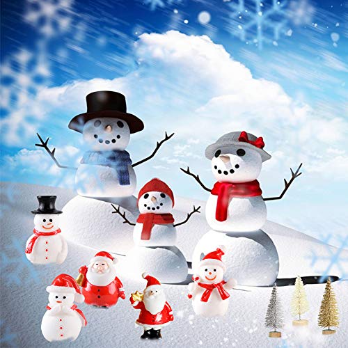 Feelava Christmas Miniature Ornament Kits 30 Pcs Mini Xmas Style Figurines Santa Claus Christmas Tree Snowman Reindeer Cute Cartoon Xmas Decor for Home Garden Party Decor Desktop Decoration