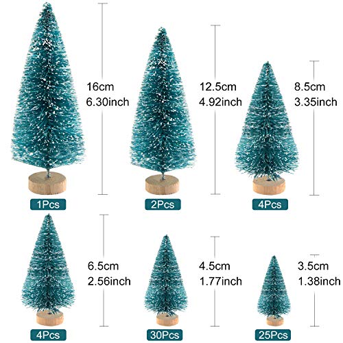 66Pcs Miniature Christmas Bottle Brush Trees for Festive Decor