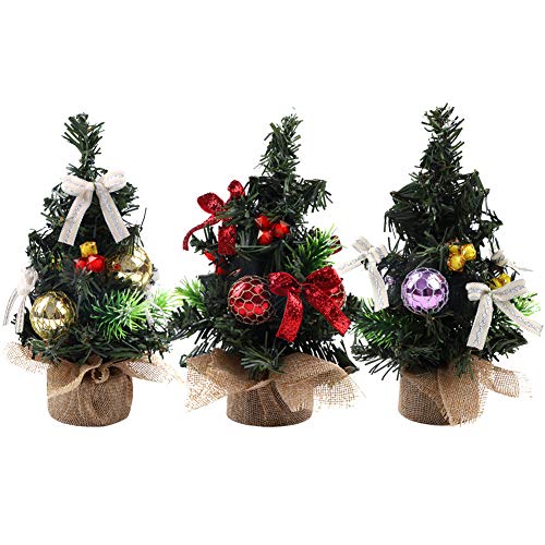 Small Frost Christmas Trees with Base - Set of 3