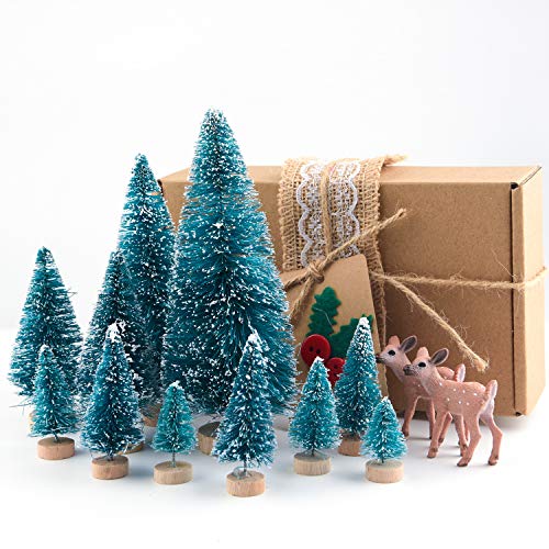 66Pcs Miniature Christmas Bottle Brush Trees for Festive Decor