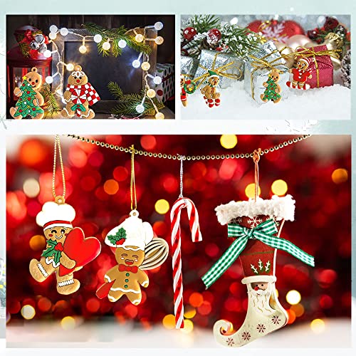 8PCS Christmas Gingerbread Ornaments, Ginger Man Clay Figurine with Strings Hanging Ornaments for Xmas TreeHoliday Party Festive Season Birthday Gift