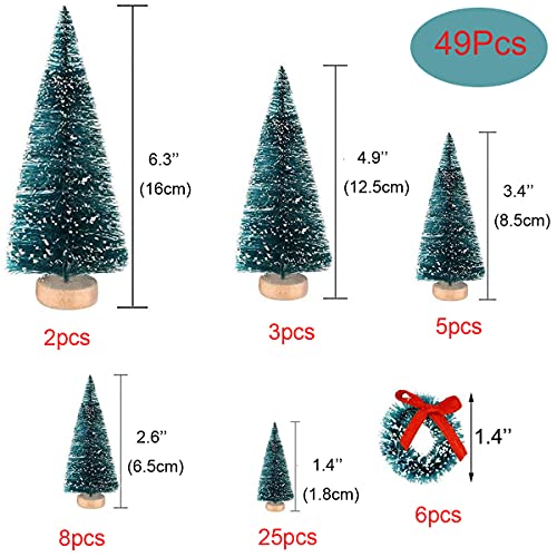 Christmas Trees Ornaments - 49PCS Mini Sisal Snow Frost Trees
