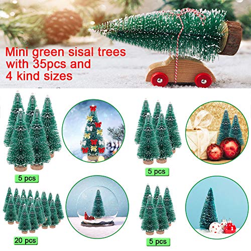 35 PCS Mini Christmas Trees for Tabletop Decor