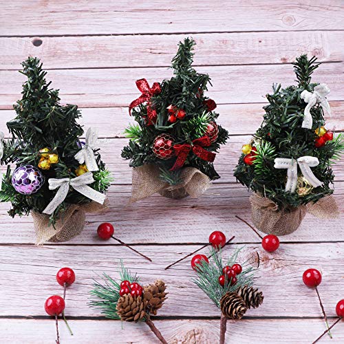 Frosty Mini Christmas Trees Set for Tabletop Decor