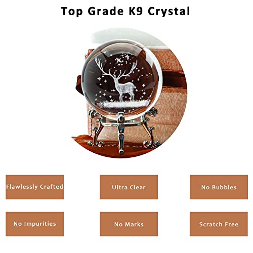 Christmas Deer Crystal Ball with Flowering Stand