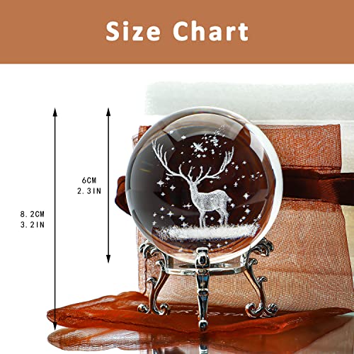 Christmas Deer Crystal Ball with Flowering Stand