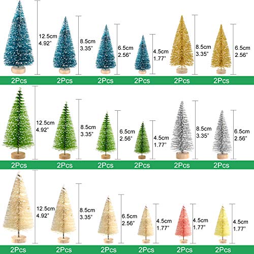 36Pcs Mini Sisal Trees Snow Frosted Winter Ornaments