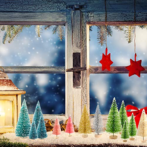 36Pcs Mini Sisal Trees Snow Frosted Winter Ornaments