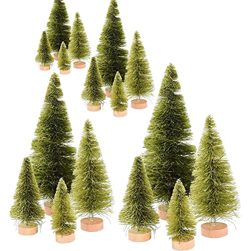 16PCS Miniature Snowy Pine Tabletop Christmas Trees