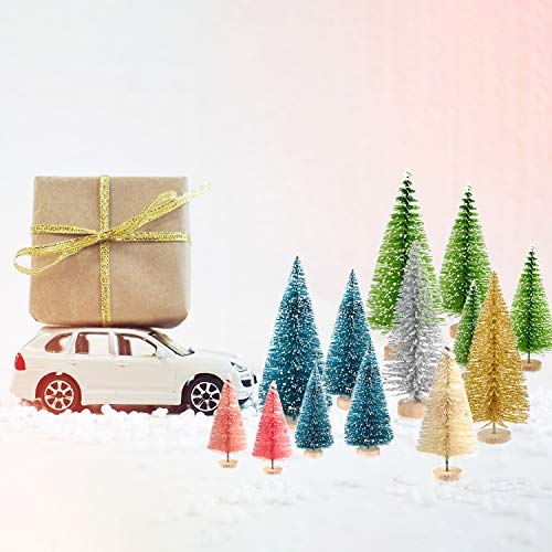 36Pcs Mini Sisal Trees Snow Frosted Winter Ornaments
