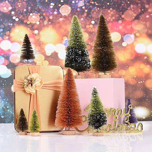 16PCS Miniature Snowy Pine Tabletop Christmas Trees