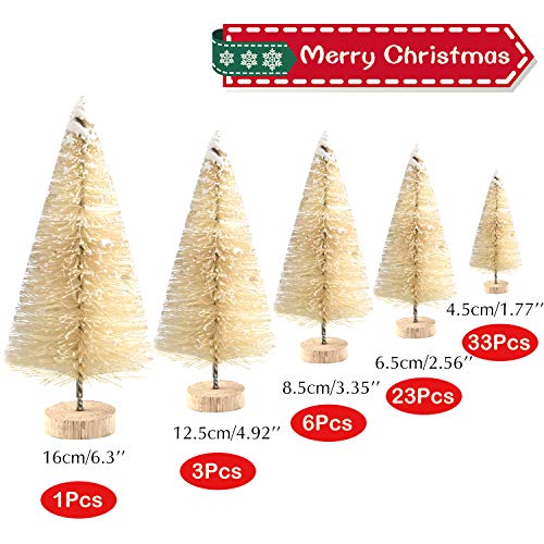 KUUQA 66Pcs Mini Christmas Village Trees Bottle Brush Trees Tabletop Model Trees for Christmas House Decoration Diorama Models