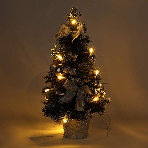 Silver Mini Christmas Tree with Lights - 40CM