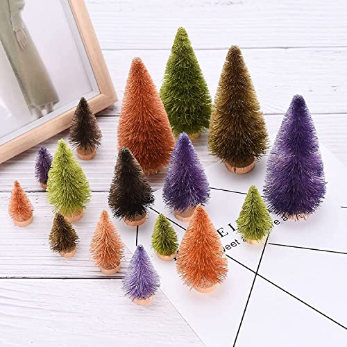 16PCS Miniature Snowy Pine Tabletop Christmas Trees