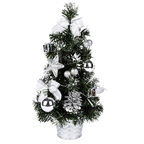 Silver Mini Christmas Tree with Lights - 40CM