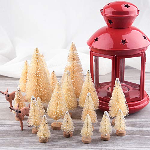 KUUQA 66Pcs Mini Christmas Village Trees Bottle Brush Trees Tabletop Model Trees for Christmas House Decoration Diorama Models