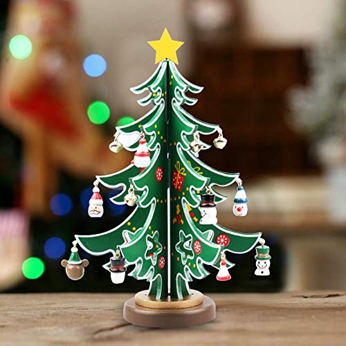 Wooden Christmas Tree DIY Christmas Tree Set Creative Miniature Ornaments Festival Party Xmas Tree Table Desk Decoration for Holiday Festival Home Desk Decor Christmas Best Gift