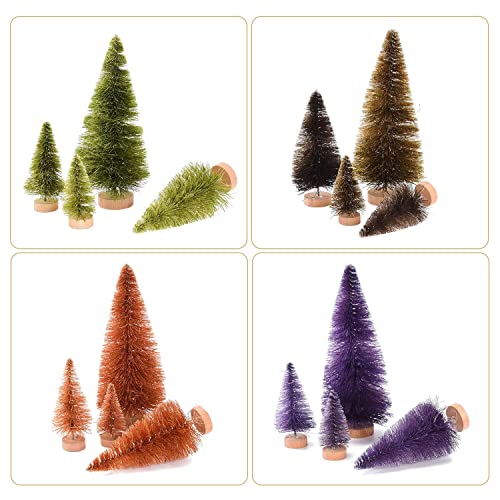 16PCS Miniature Snowy Pine Tabletop Christmas Trees