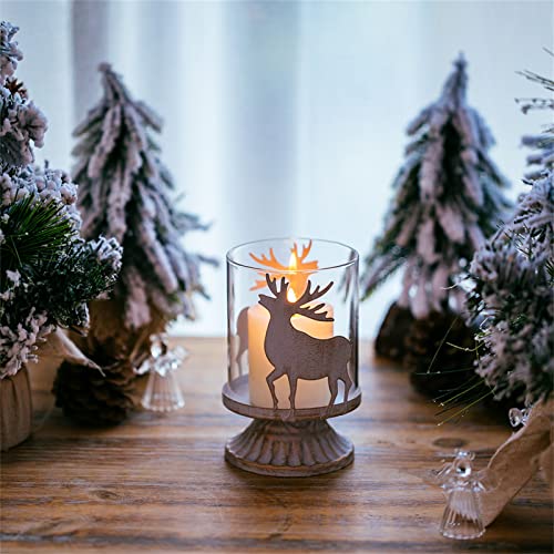 Christmas Deer Metal Candle Holders Set of 2