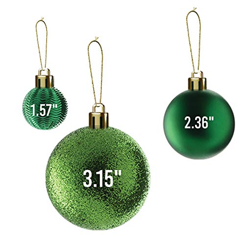 Shatterproof Green Xmas Tree Ornaments, 36-Piece Set