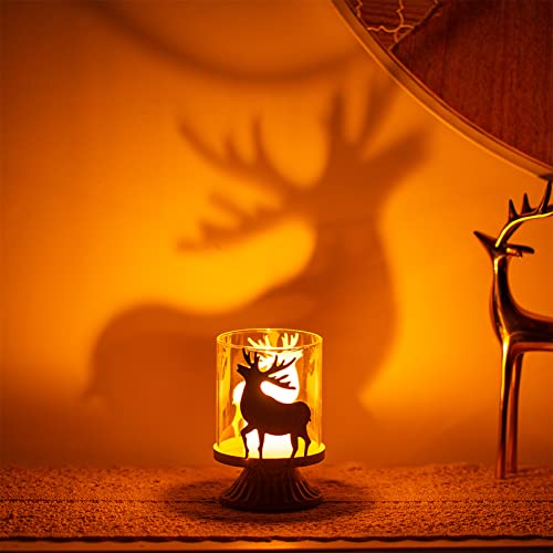 Christmas Deer Metal Candle Holders Set of 2