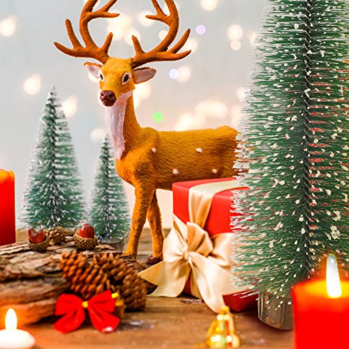 Small Snow Christmas Tree 5Pcs Artificial Frost Trees and 3M/3.28 Yard Wire String Lights Mini Ornaments Tabletop Trees Plastic Winter DIY Crafts Mini Pine Tree for Christmas Holiday Party Home Decor