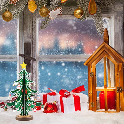 Wooden Christmas Tree DIY Christmas Tree Set Creative Miniature Ornaments Festival Party Xmas Tree Table Desk Decoration for Holiday Festival Home Desk Decor Christmas Best Gift