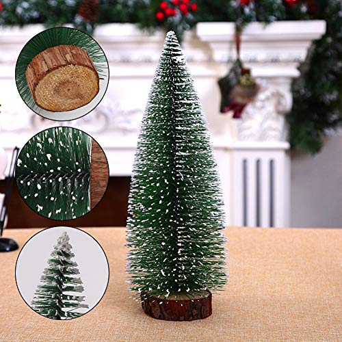 Small Snow Christmas Tree 5Pcs Artificial Frost Trees and 3M/3.28 Yard Wire String Lights Mini Ornaments Tabletop Trees Plastic Winter DIY Crafts Mini Pine Tree for Christmas Holiday Party Home Decor