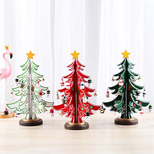 Wooden Christmas Tree DIY Christmas Tree Set Creative Miniature Ornaments Festival Party Xmas Tree Table Desk Decoration for Holiday Festival Home Desk Decor Christmas Best Gift
