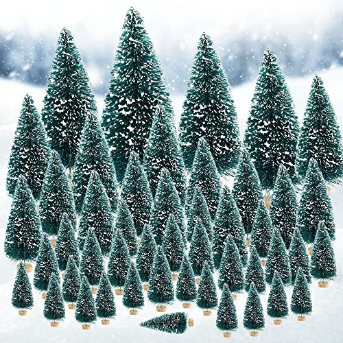 48PCS Miniature Christmas Tree Bottle Brush Snow Frost