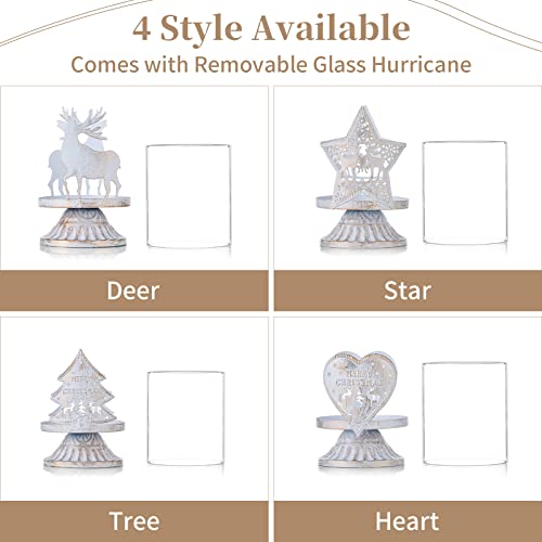 Christmas Deer Metal Candle Holders Set of 2