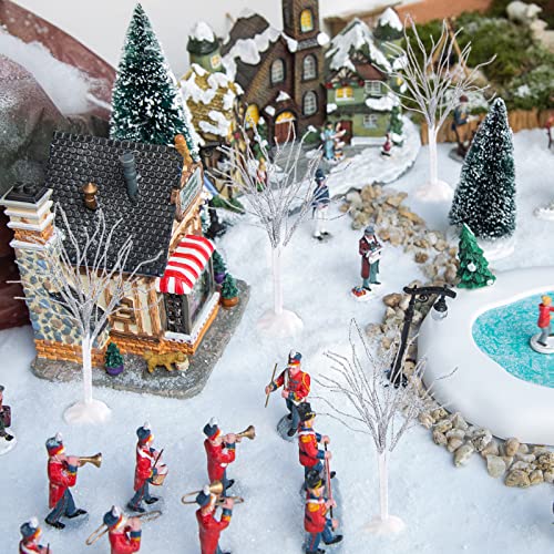 7 Pcs Christmas Village Decor Trees Mini Snow Covered Branch Village Trees Small Artificial Birch Tree Winter Frost Trees Miniature for Display Accessories Holiday Decorations, 3 Sizes (White)