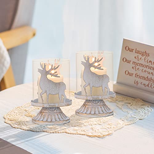Christmas Deer Metal Candle Holders Set of 2