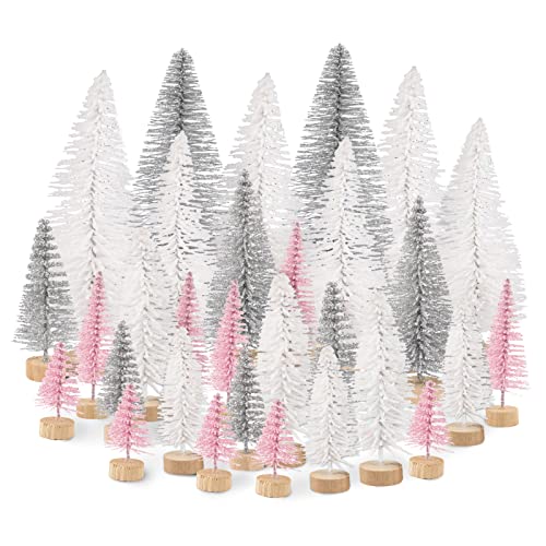 30pcs Mini Sisal Trees: Festive Xmas Crafts & Decor