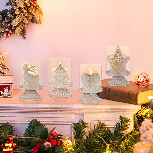 Christmas Deer Metal Candle Holders Set of 2