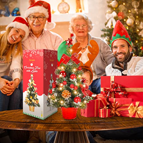 Mini Desktop Christmas Tree with Lights - Red