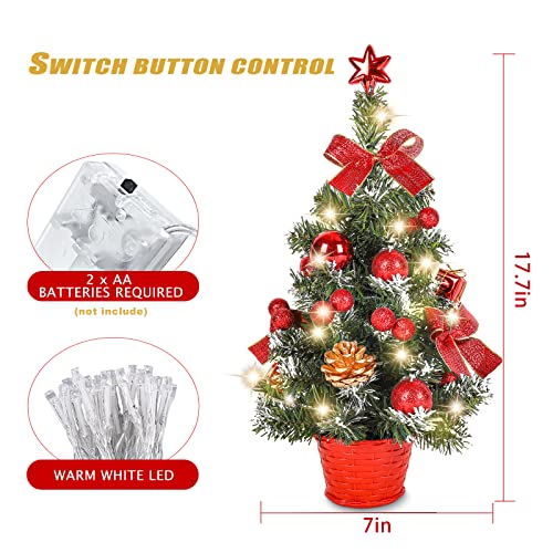 Mini Desktop Christmas Tree with Lights - Red