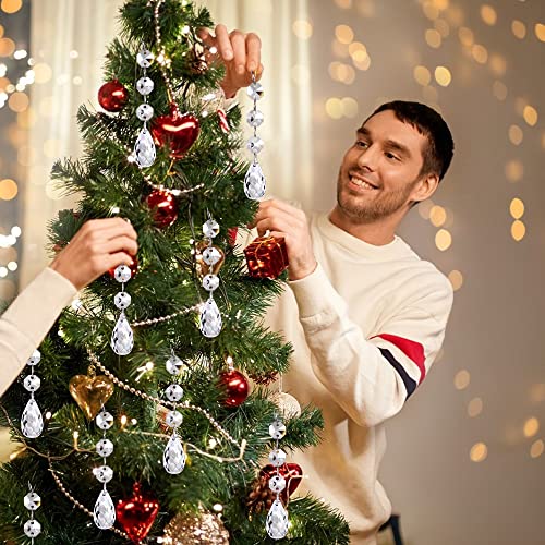 15PCS Christmas Tree Hanging Ornaments, Glass Crystal Prism Parts Chandelier Lamp Teardrop Hanging Decorations Perfect for Christmas Tree Decorations (Drop shape-15pcs)