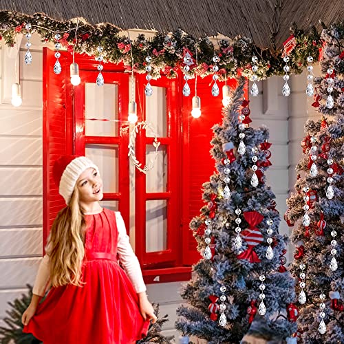 15PCS Christmas Tree Hanging Ornaments, Glass Crystal Prism Parts Chandelier Lamp Teardrop Hanging Decorations Perfect for Christmas Tree Decorations (Drop shape-15pcs)