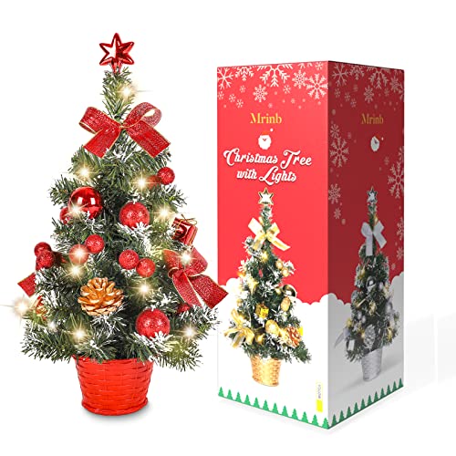 Mini Desktop Christmas Tree with Lights - Red